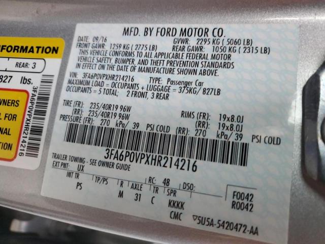 Photo 9 VIN: 3FA6P0VPXHR214216 - FORD FUSION 