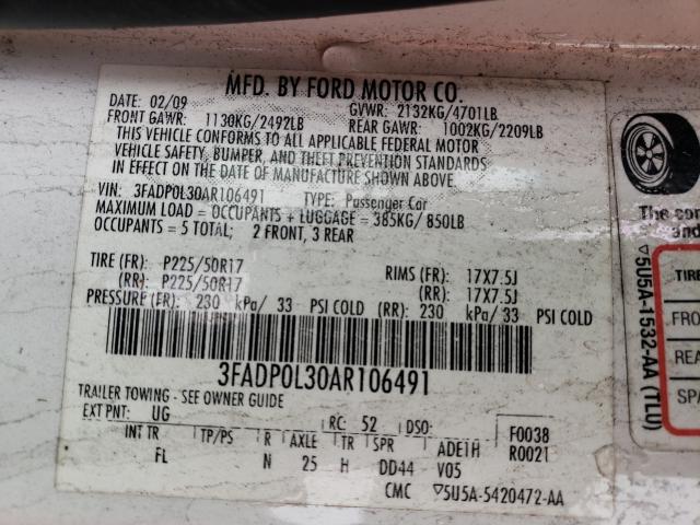 Photo 9 VIN: 3FADP0L30AR106491 - FORD FUSION HYB 