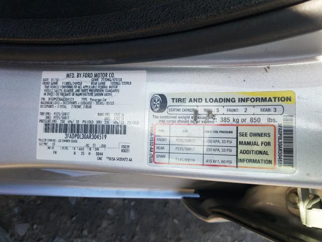 Photo 9 VIN: 3FADP0L30AR304519 - FORD FUSION HYB 