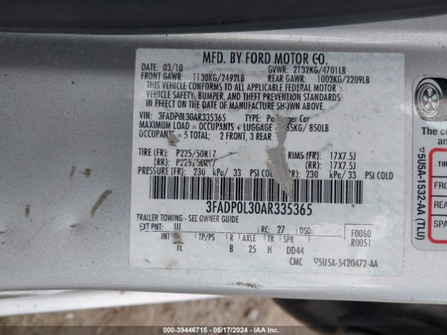 Photo 8 VIN: 3FADP0L30AR335365 - FORD FUSION HYBRID 