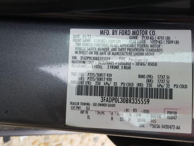 Photo 9 VIN: 3FADP0L30BR335559 - FORD FUSION HYB 