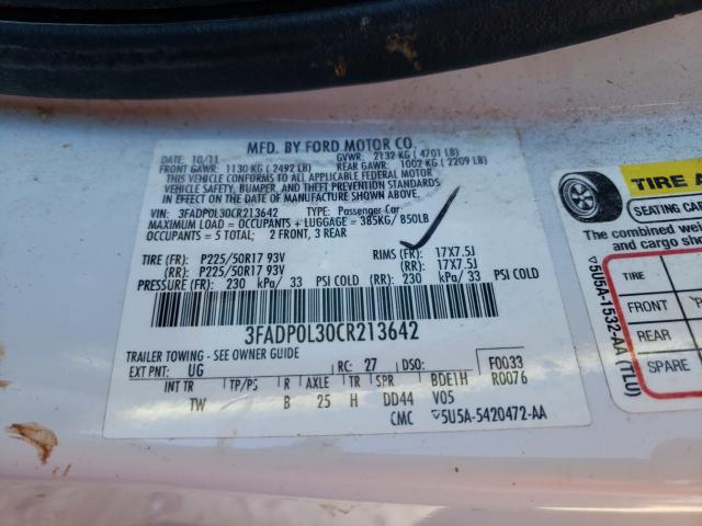 Photo 9 VIN: 3FADP0L30CR213642 - FORD FUSION HYB 