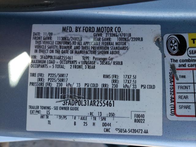 Photo 9 VIN: 3FADP0L31AR255461 - FORD FUSION HYB 