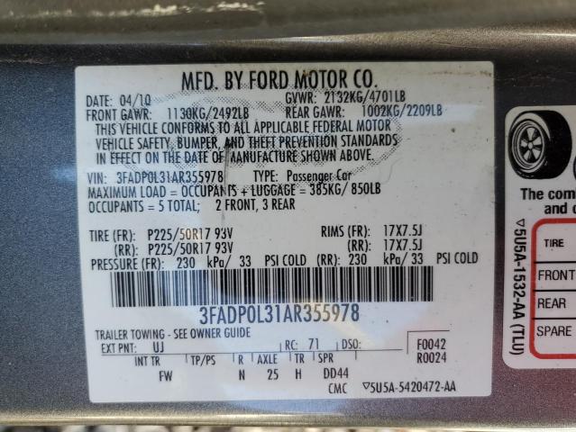 Photo 9 VIN: 3FADP0L31AR355978 - FORD FUSION HYB 