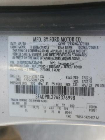 Photo 9 VIN: 3FADP0L32AR376998 - FORD FUSION HYB 