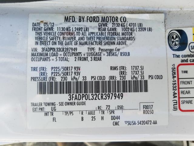 Photo 9 VIN: 3FADP0L32CR397949 - FORD FUSION HYB 