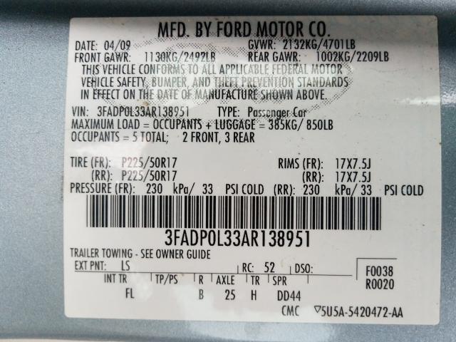 Photo 9 VIN: 3FADP0L33AR138951 - FORD FUSION HYB 