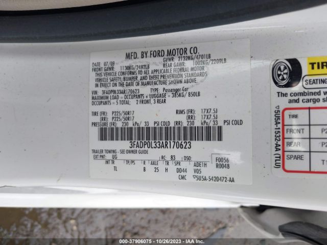 Photo 8 VIN: 3FADP0L33AR170623 - FORD FUSION 