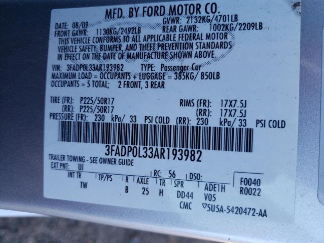 Photo 11 VIN: 3FADP0L33AR193982 - FORD FUSION 