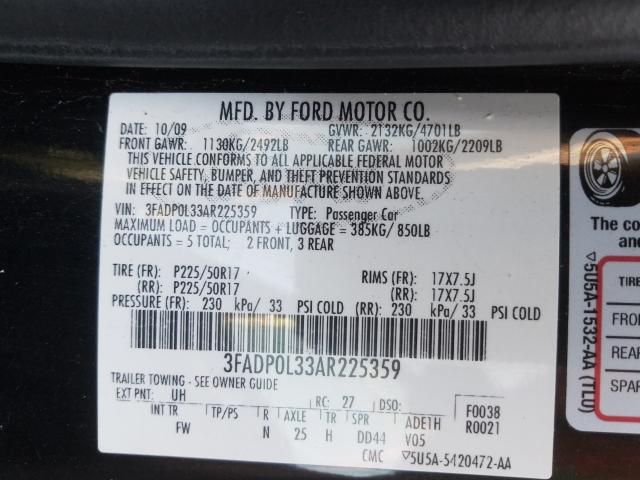 Photo 9 VIN: 3FADP0L33AR225359 - FORD FUSION HYB 