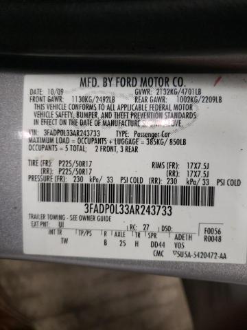 Photo 9 VIN: 3FADP0L33AR243733 - FORD FUSION HYB 