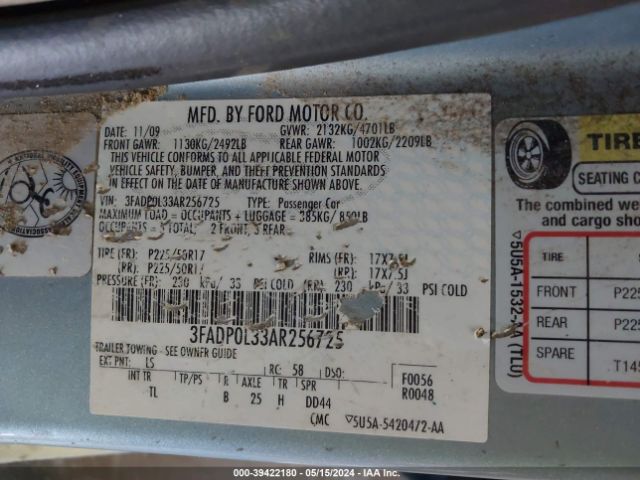 Photo 8 VIN: 3FADP0L33AR256725 - FORD FUSION HYBRID 