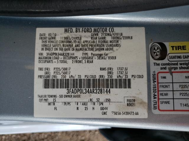 Photo 9 VIN: 3FADP0L34AR328144 - FORD FUSION HYB 