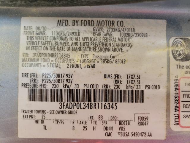 Photo 9 VIN: 3FADP0L34BR116345 - FORD FUSION HYB 