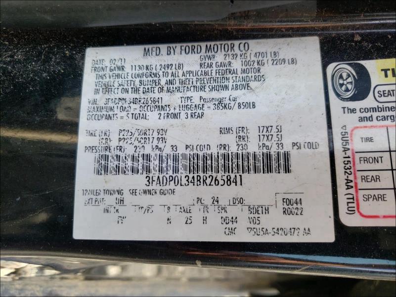 Photo 9 VIN: 3FADP0L34BR265841 - FORD FUSION HYB 