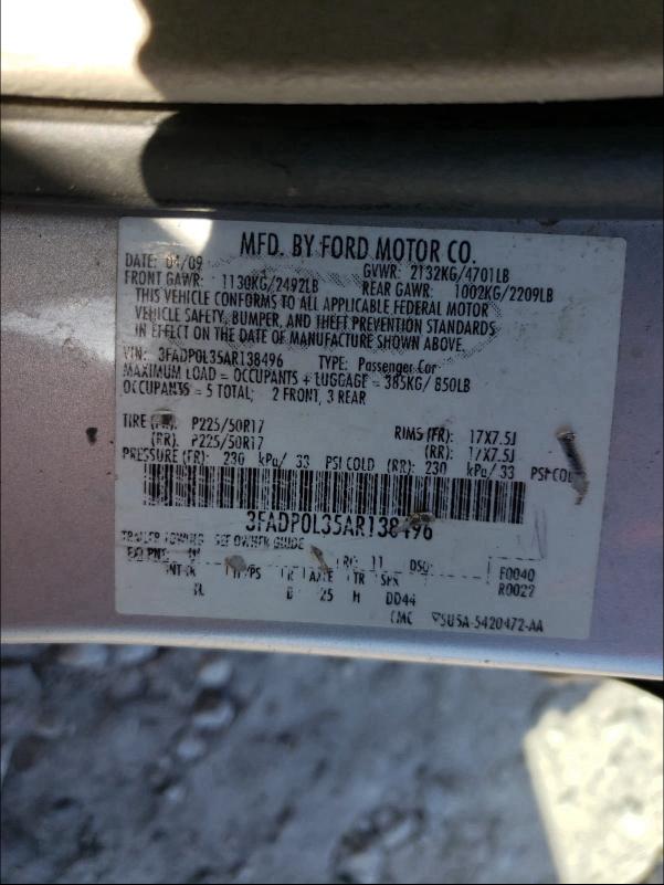 Photo 9 VIN: 3FADP0L35AR138496 - FORD FUSION HYB 