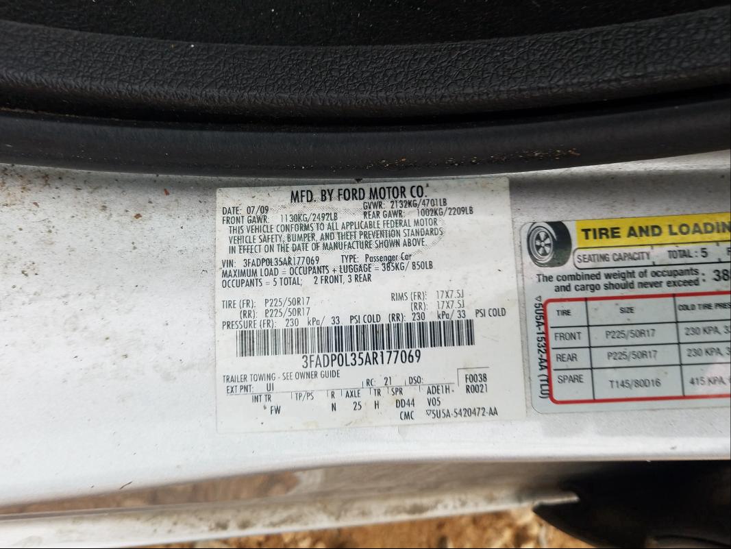 Photo 9 VIN: 3FADP0L35AR177069 - FORD FUSION HYB 