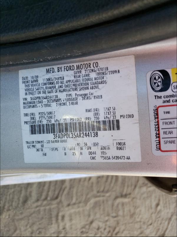 Photo 9 VIN: 3FADP0L35AR244138 - FORD FUSION HYB 