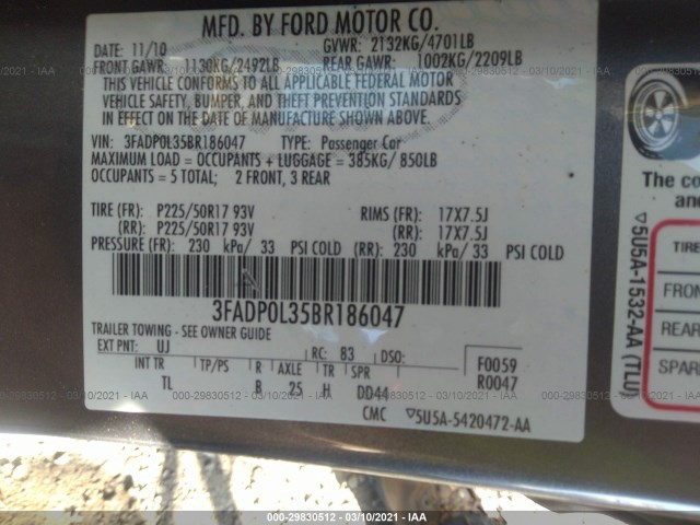 Photo 8 VIN: 3FADP0L35BR186047 - FORD FUSION 