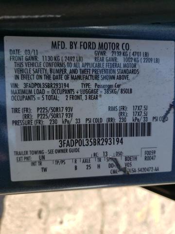 Photo 9 VIN: 3FADP0L35BR293194 - FORD FUSION HYB 