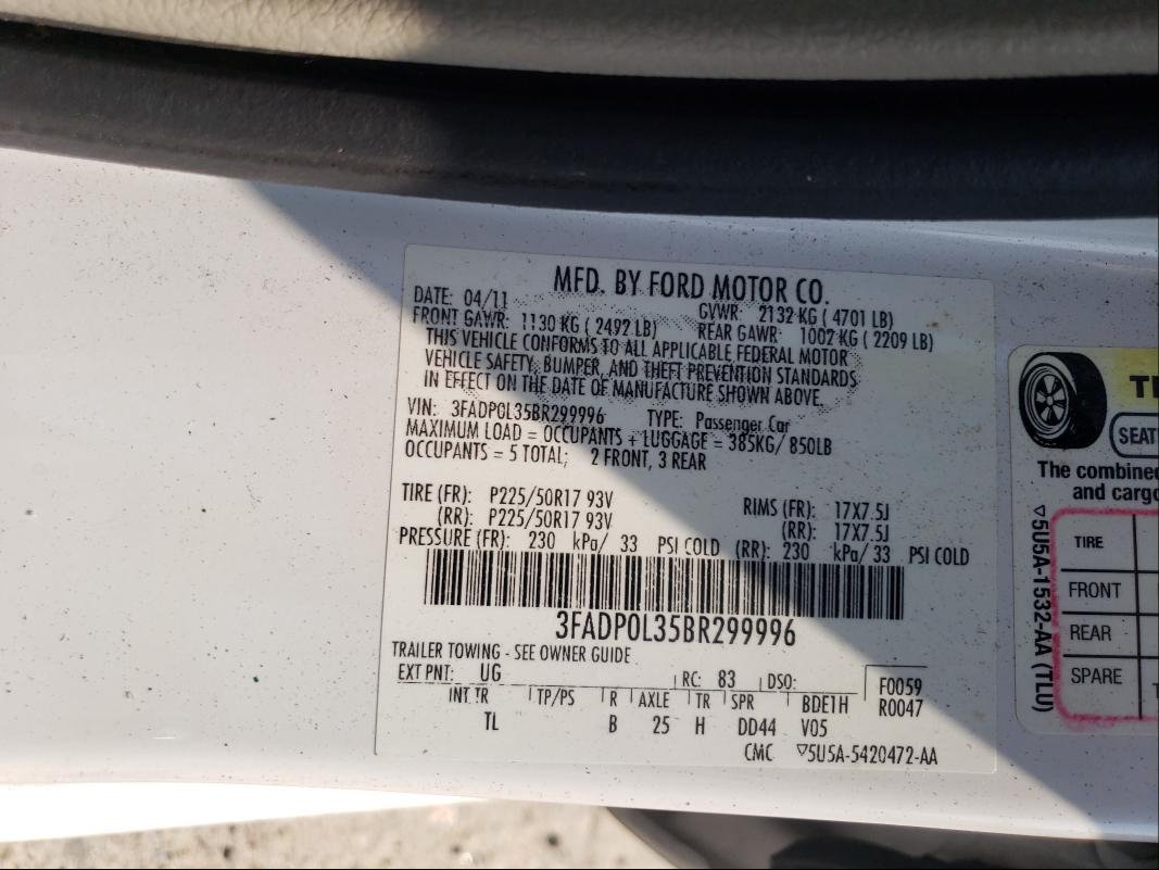 Photo 9 VIN: 3FADP0L35BR299996 - FORD FUSION HYB 