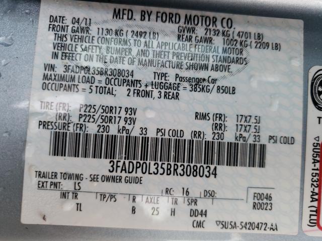 Photo 9 VIN: 3FADP0L35BR308034 - FORD FUSION HYB 