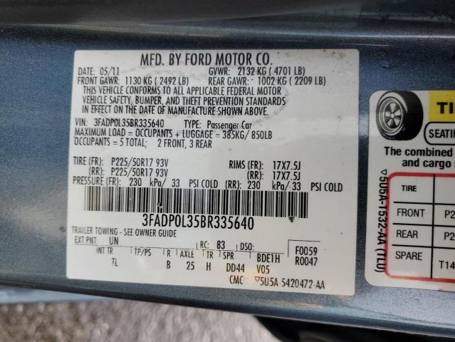 Photo 12 VIN: 3FADP0L35BR335640 - FORD FUSION 