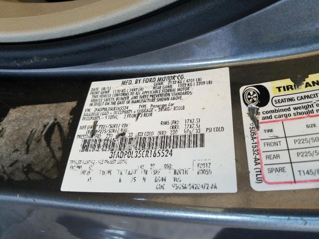 Photo 9 VIN: 3FADP0L35CR165524 - FORD FUSION HYB 