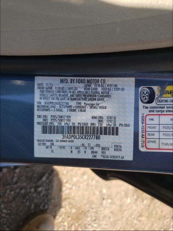 Photo 9 VIN: 3FADP0L35CR227780 - FORD FUSION HYB 