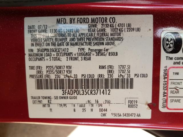 Photo 9 VIN: 3FADP0L35CR371412 - FORD FUSION HYB 