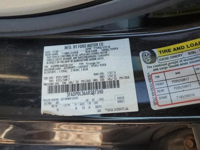 Photo 11 VIN: 3FADP0L36AR287340 - FORD FUSION HYB 