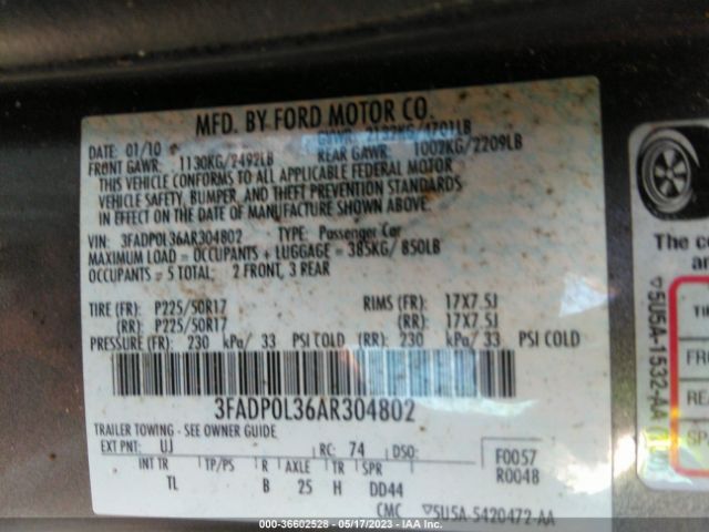 Photo 8 VIN: 3FADP0L36AR304802 - FORD FUSION HYBRID 