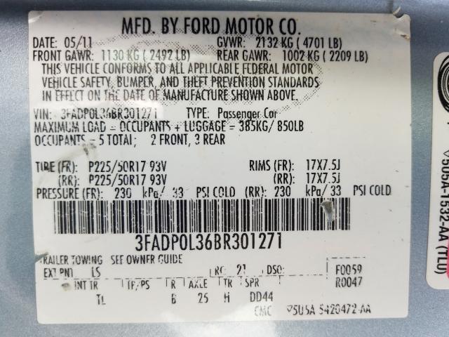 Photo 9 VIN: 3FADP0L36BR301271 - FORD FUSION HYB 