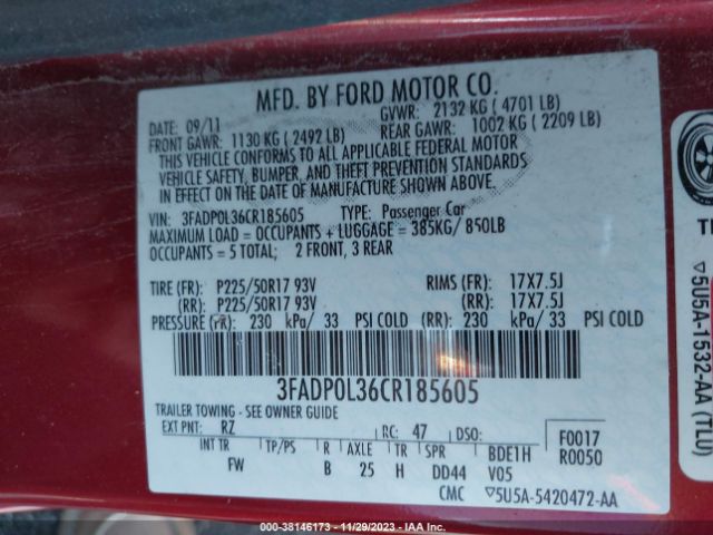 Photo 8 VIN: 3FADP0L36CR185605 - FORD FUSION HYBRID 