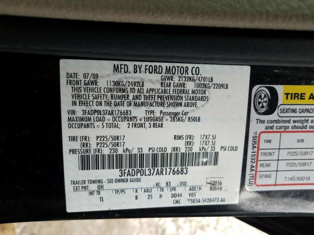 Photo 9 VIN: 3FADP0L37AR176683 - FORD FUSION HYB 