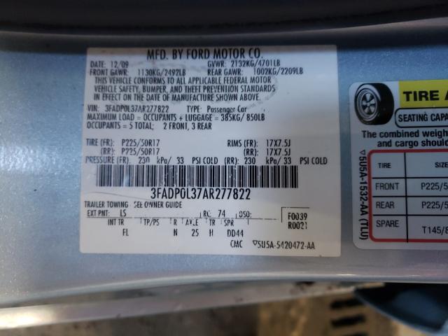 Photo 9 VIN: 3FADP0L37AR277822 - FORD FUSION HYB 