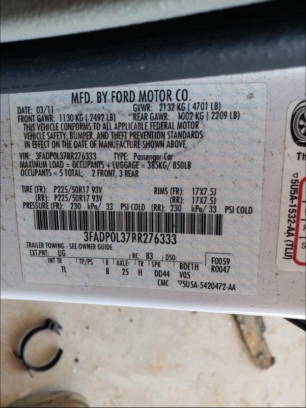 Photo 9 VIN: 3FADP0L37BR276333 - FORD FUSION HYB 