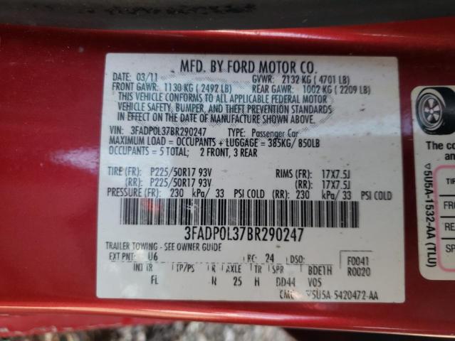 Photo 12 VIN: 3FADP0L37BR290247 - FORD FUSION HYB 