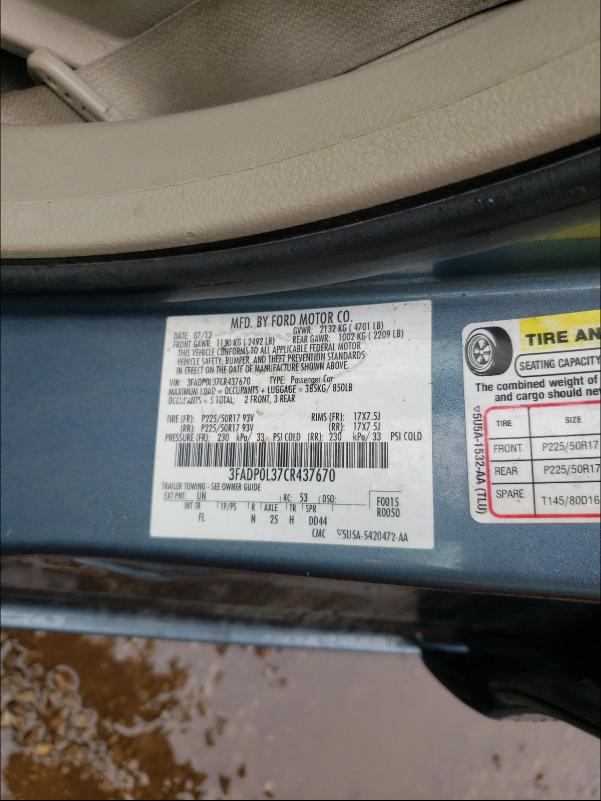 Photo 9 VIN: 3FADP0L37CR437670 - FORD FUSION HYB 