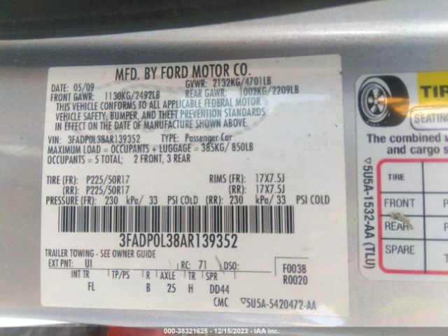 Photo 8 VIN: 3FADP0L38AR139352 - FORD FUSION HYBRID 