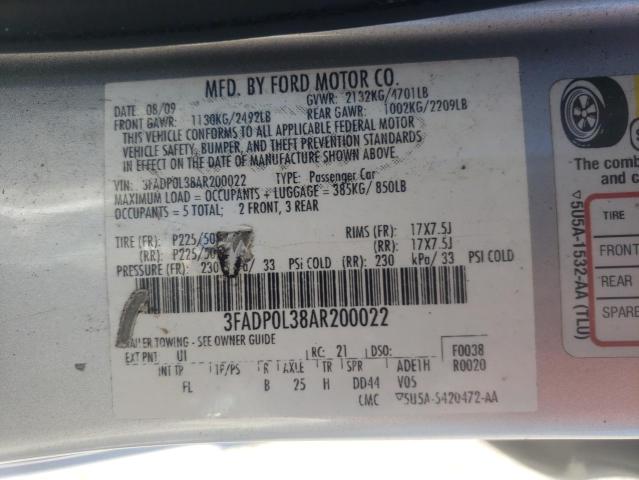 Photo 9 VIN: 3FADP0L38AR200022 - FORD FUSION HYB 