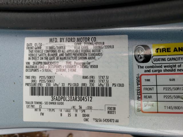 Photo 9 VIN: 3FADP0L38AR304512 - FORD FUSION HYB 