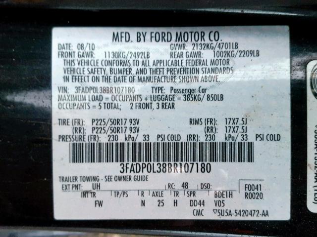 Photo 9 VIN: 3FADP0L38BR107180 - FORD FUSION HYB 