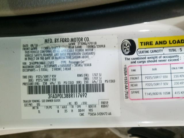 Photo 9 VIN: 3FADP0L38BR117692 - FORD FUSION HYB 