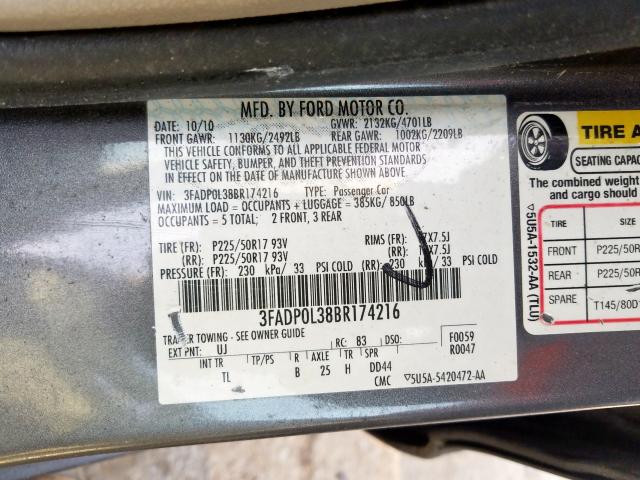 Photo 9 VIN: 3FADP0L38BR174216 - FORD FUSION HYB 