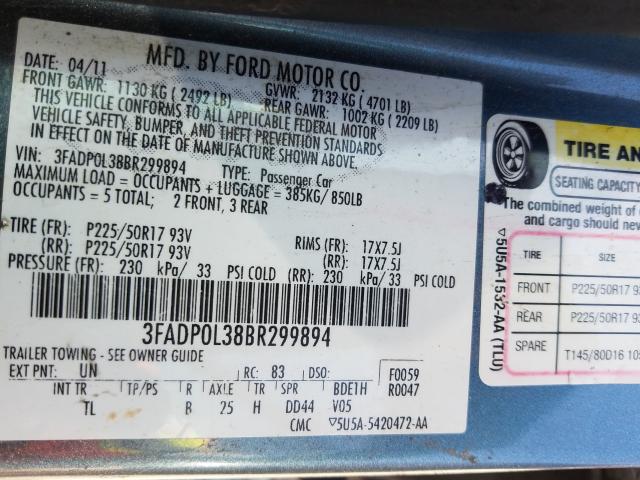 Photo 9 VIN: 3FADP0L38BR299894 - FORD FUSION HYB 