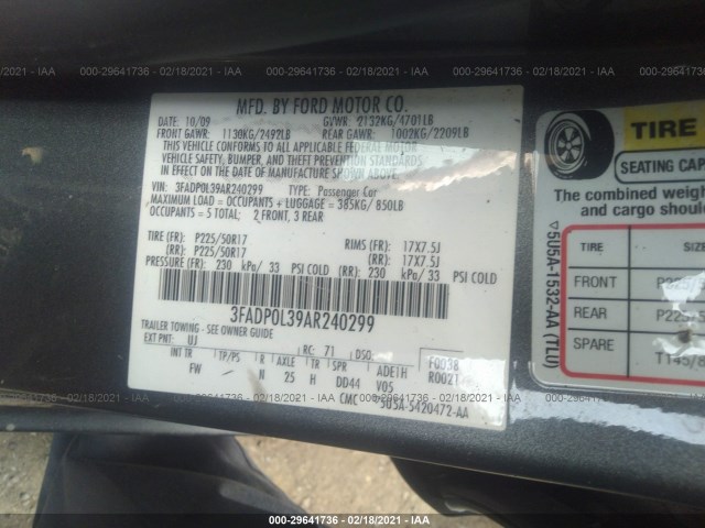 Photo 8 VIN: 3FADP0L39AR240299 - FORD FUSION 