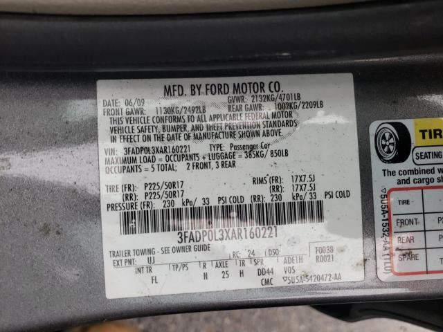 Photo 9 VIN: 3FADP0L3XAR160221 - FORD FUSION HYB 