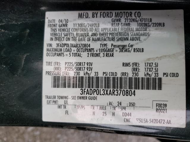 Photo 9 VIN: 3FADP0L3XAR370804 - FORD FUSION 