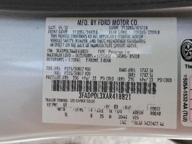 Photo 9 VIN: 3FADP0L3XAR418821 - FORD FUSION HYB 